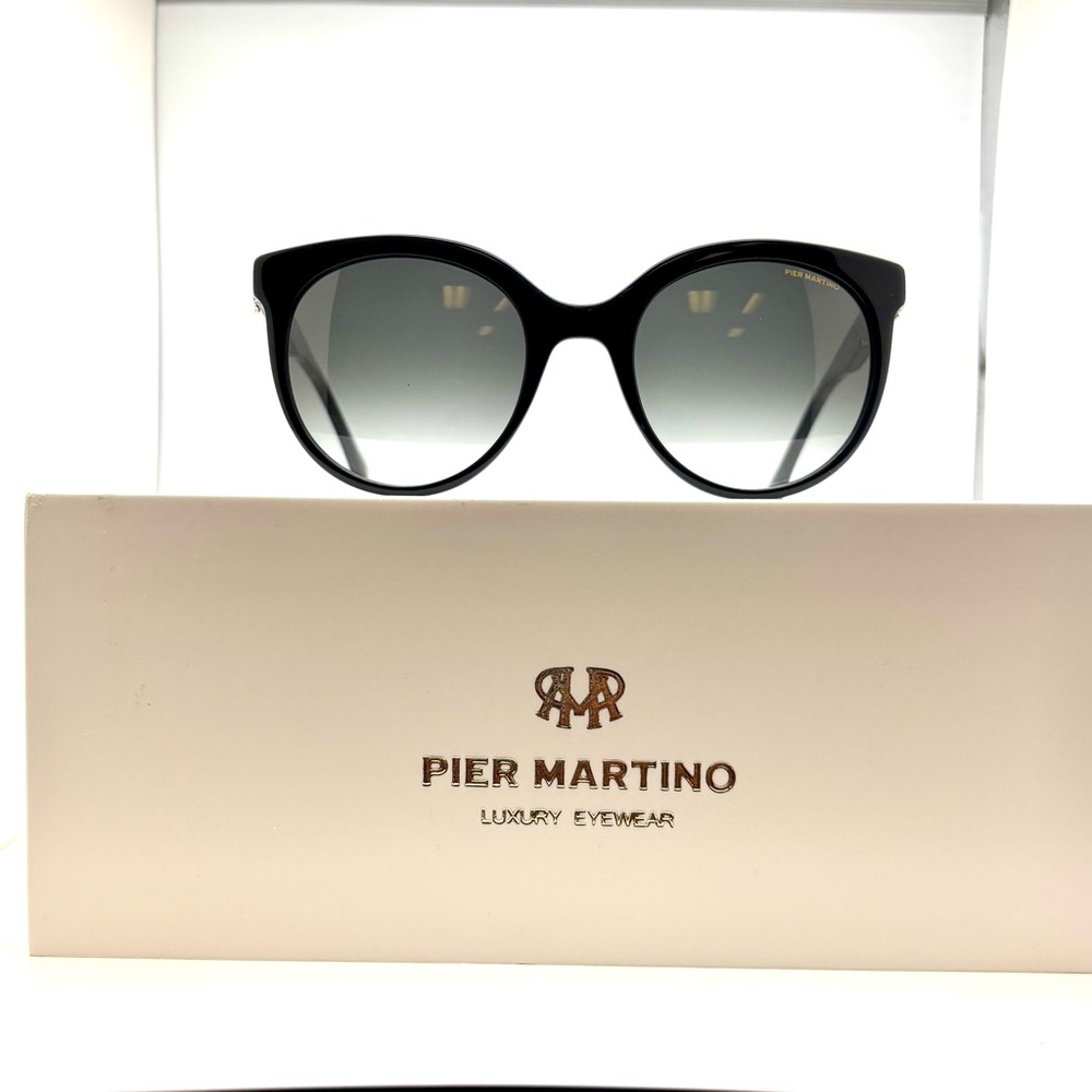 Pier Martino Black Acetate Sunglasses hand-set bohemian crystal & enamel flowers